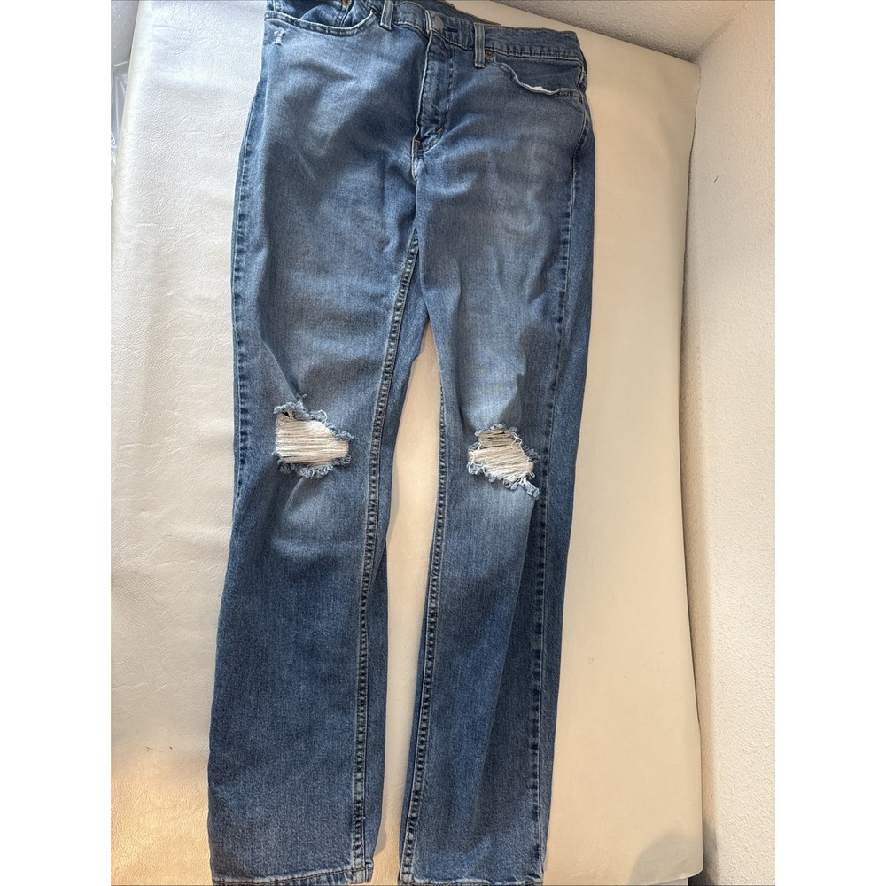 Levi's 511 Men's Denim Jeans Blue 34x32 Distressed Knee Holes Slim